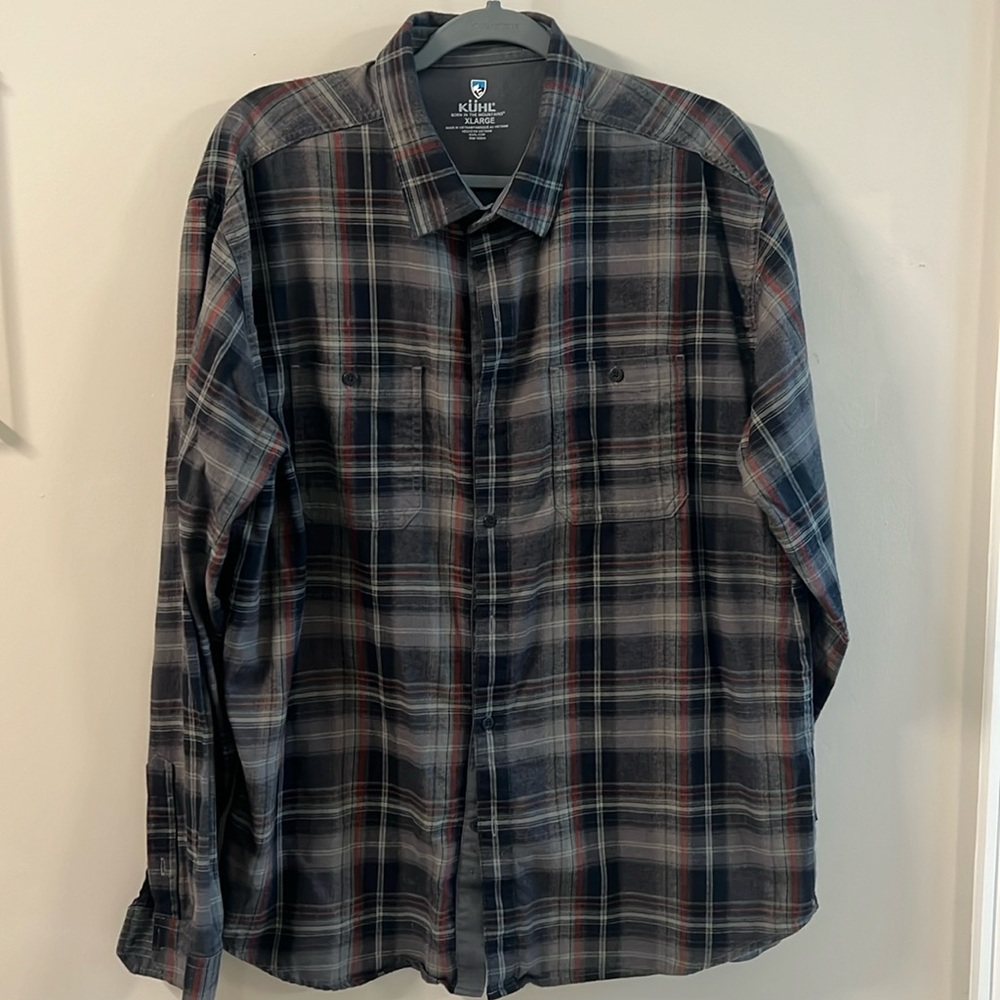 KUHL men’s plaid button up, size XL